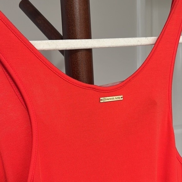 🚫SOLD🚫Michael Kors Modal Knit Asymmetric Hem Tank Dress Tomato Red - Picture 4 of 7
